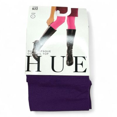 Hue Womens Concord Purple Super Opaque Tights with Control Top Size 1 New